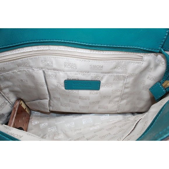 Michael Kors Jade Green Leather Shoulder Tote Handbag - Picture 8 of 10